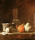 Fruit Canvas Paintings - Still Life with Carafe, Silver Goblet and Fruit